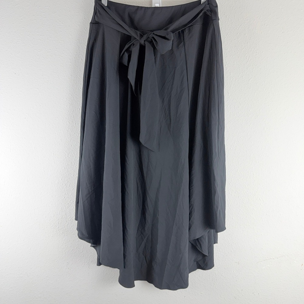 Halara High Low Tie Front Skirt L Black Flowy Balletcore Athleisure Minimalist